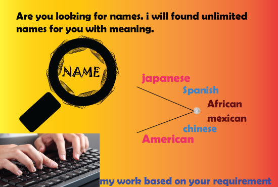 I will search unlimited names for you with meaning in english