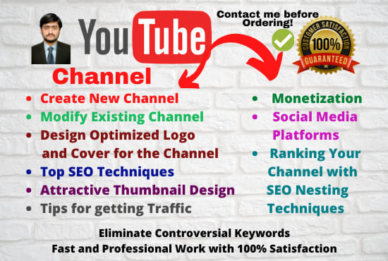 I will setup, modify, design and optimize your youtube account, both new and existing