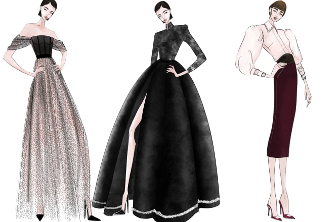 I will sketch professional fashion illustration for you