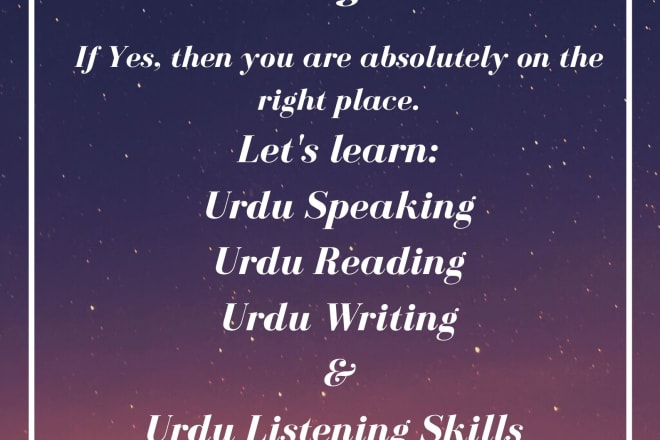 I will teach you urdu language