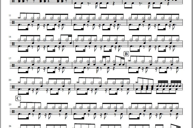 I will transcribe your drum pieces or videos on musescore and pdf