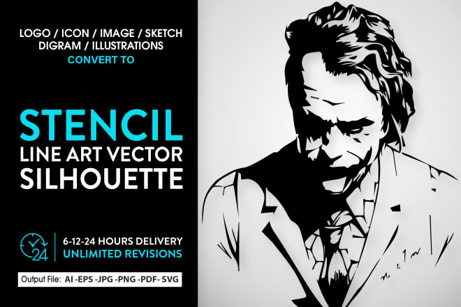 I will turn your image into a clean stencil, silhouette or line art vector style