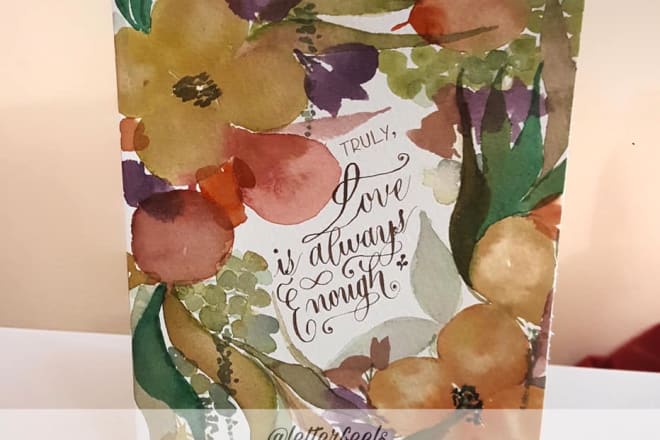 I will write beautiful calligraphy quote on watercolor painting