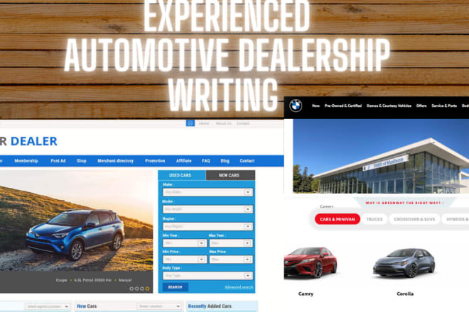 I will write car blog articles and dealership website content
