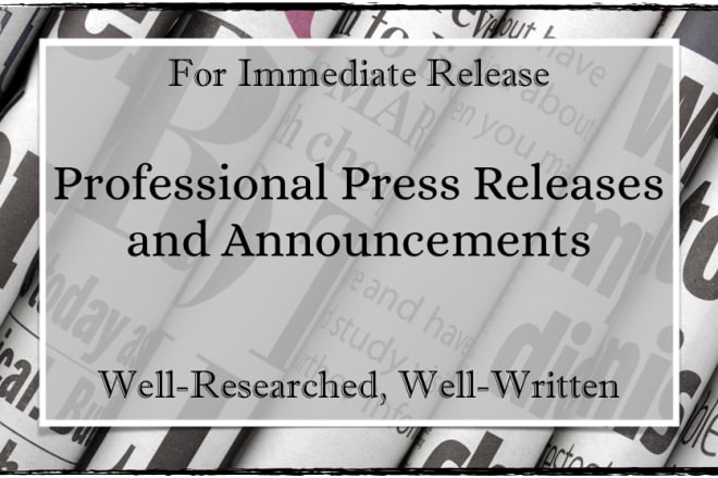 I will write Your Press Release