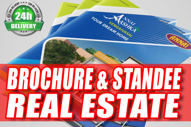 I will brochure, flyer design and standee for real estate your company