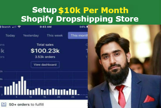 I will build 10k per month dropshipping shopify store or shopify website
