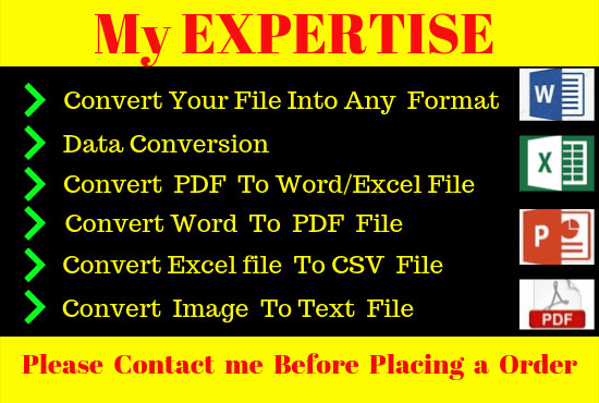 I will convert pdf to word,excel,png,csv,html and svg etc in 2hours
