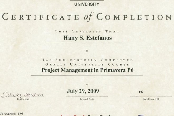 I will create a project schedule using ms project or primavera
