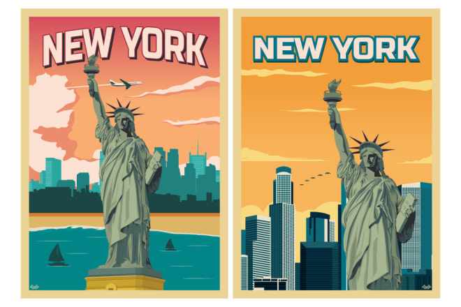 I will create a retro or vintage travel poster design