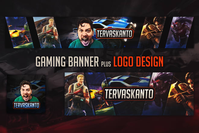 I will create a sleek gaming youtube banner with logo