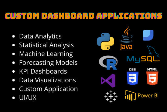 I will create data analytics dashboard applications and bi