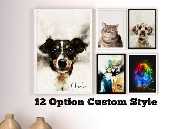 I will custom pet portrait, watercolor pet poster, pencil sketch pet poster