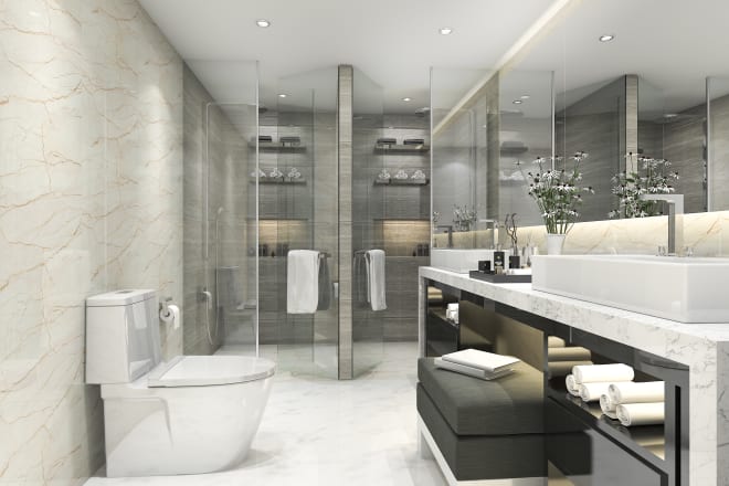 I will design, 3d model and render your bathroom project