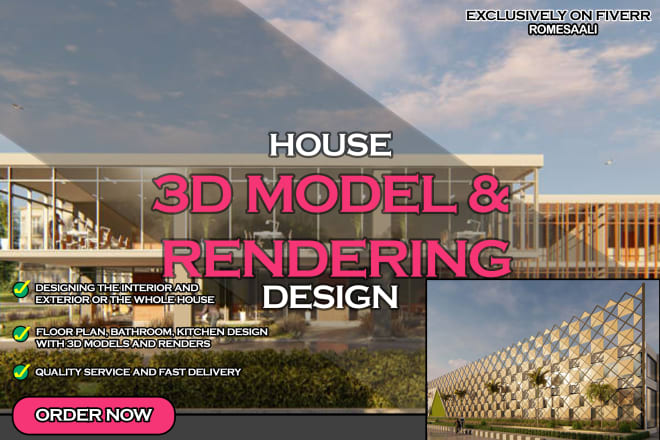 I will design 3d model and rendering for interior and exterior architecture