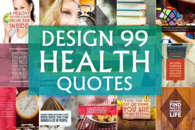 I will design 99 health and wellness quotes with your logo