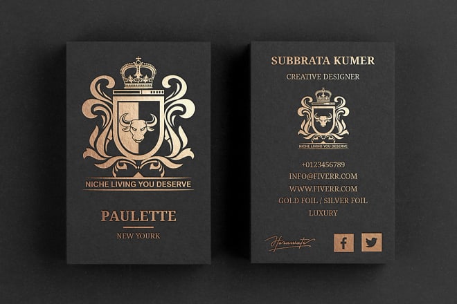 I will design a business card for foil print and luxury