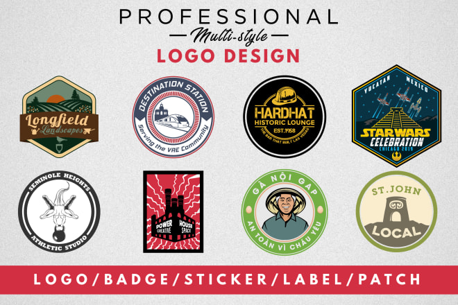 I will design a circular round logo, badge, sticker, label, patch