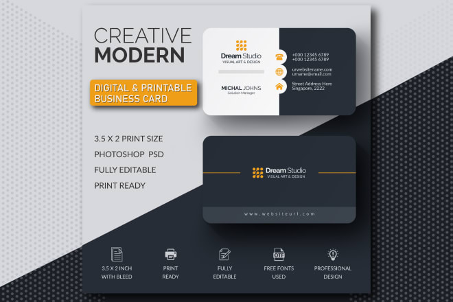 I will design a digital and printable business card free mockup