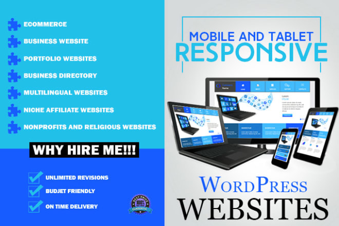 I will design a responsive and professional wordpress website