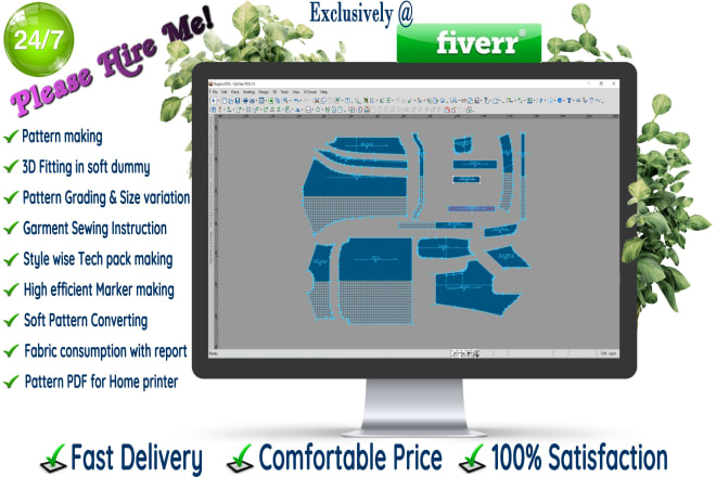 I will design any garment pattern as professional sewing pattern maker for cad pattern