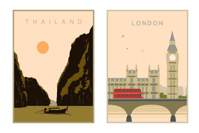 I will design beautiful minimalist travel poster for your need