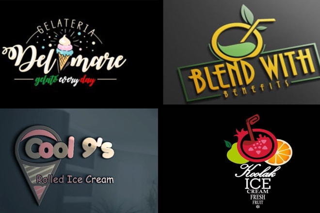 I will design elegant ice shop and juice bar logo design