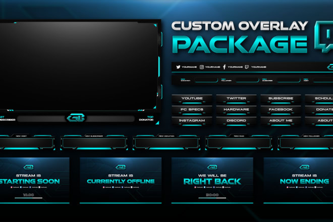 I will design full package overlay twitch, youtube, facebook, mixer