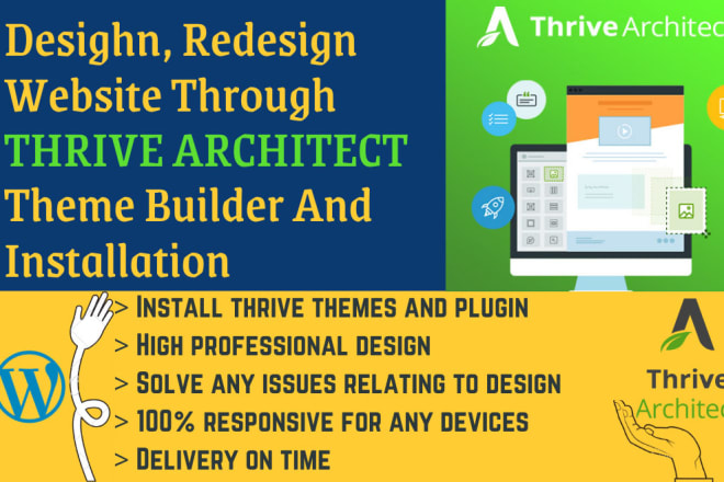I will design or redesign wordpress website using thrive architect theme builder