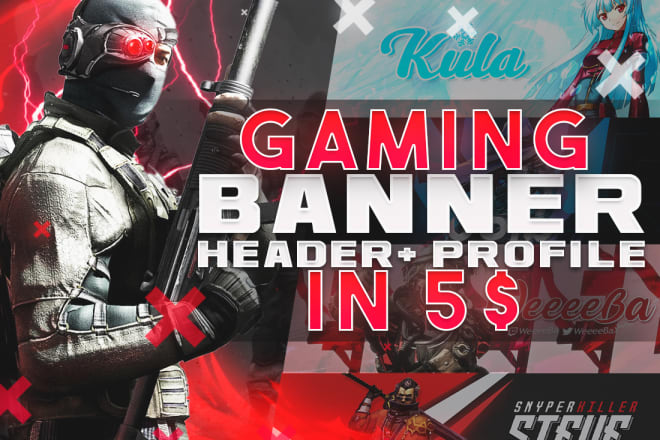I will design outstanding gaming banner, header with profile