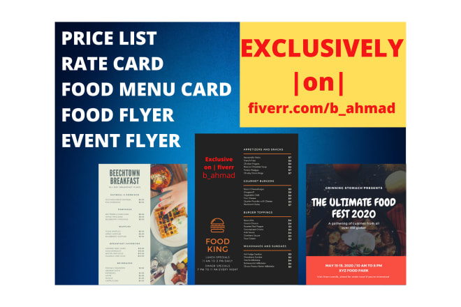 I will design price list, rate card, menus card and flyer