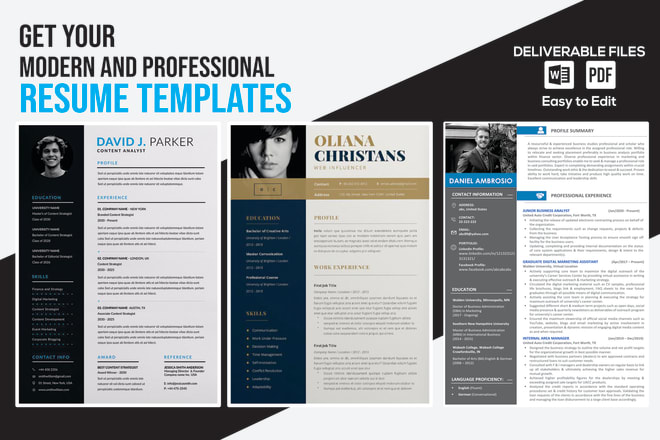 I will design professional resume, cv and cover letter templates