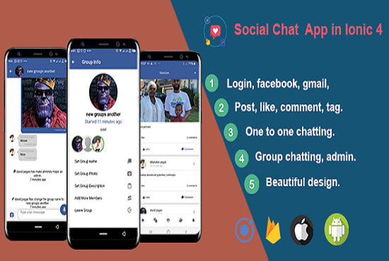 I will develop social chat application