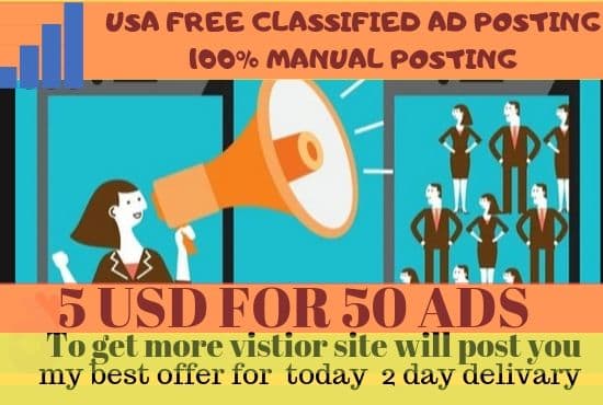 I will do 50 best classified ads posting usa and uae