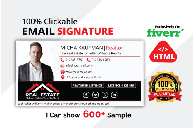 I will do clickable business html email signature design with logo