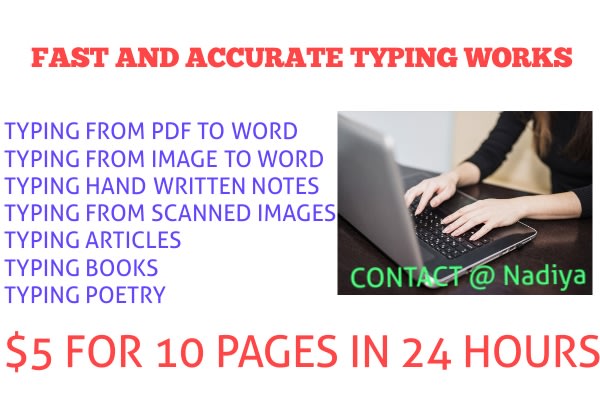 I will do fast and accurate typing jobs and retyping in 24 hours