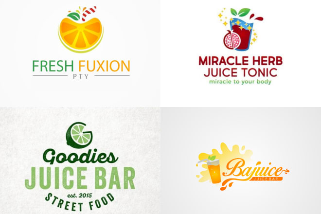 I will do modern juice and smoothie bar logo design