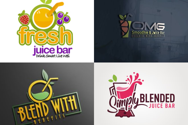 I will do modern smoothie bar and juice logo design