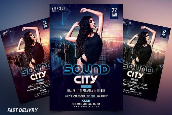 I will do night party flyer,music,dj,event,party flyer design