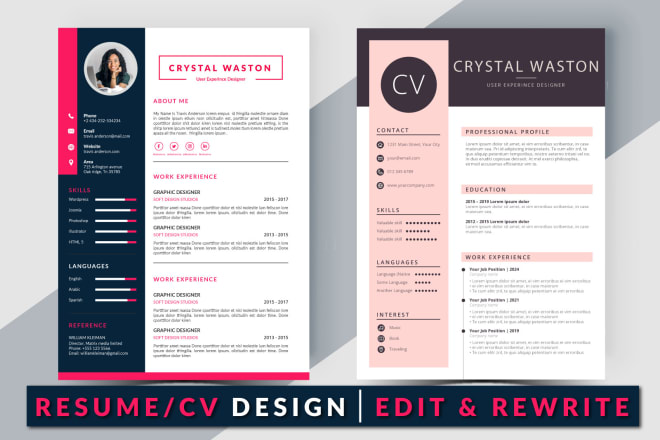 I will do professional resume design, CV design, write or edit it