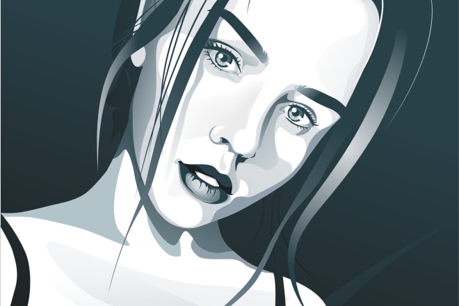 I will draw a detailed vector art portrait black and white