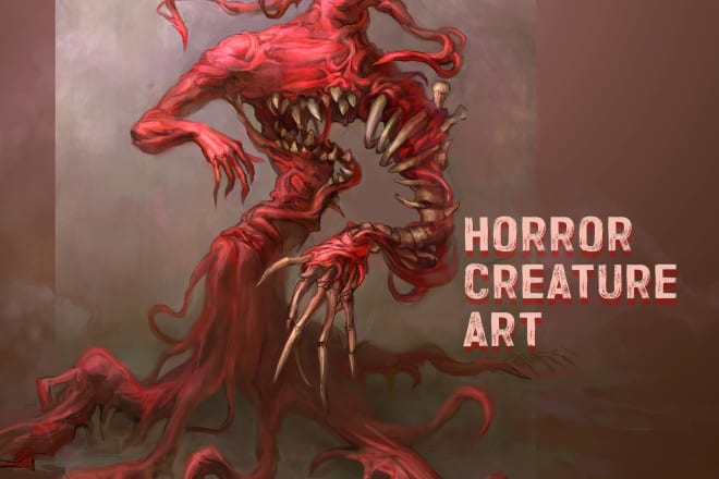 I will draw horror illustration with monster or fantasy creature