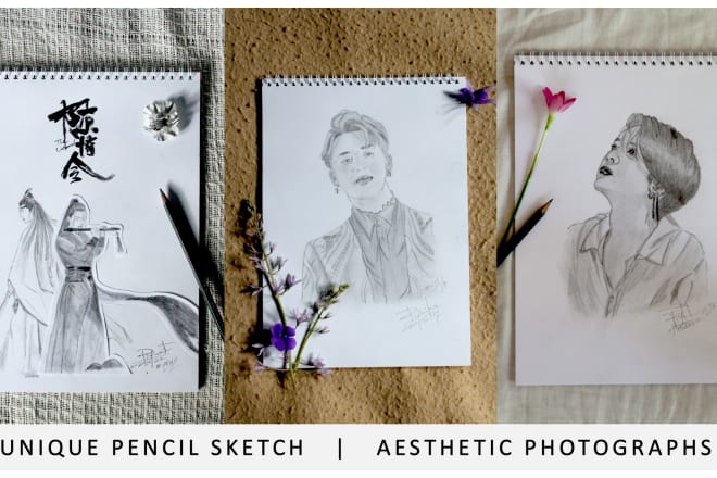 I will draw portrait sketch do aesthetic photography of it