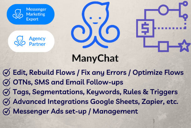 I will edit, rebuild and optimize your manychat chatbot flows