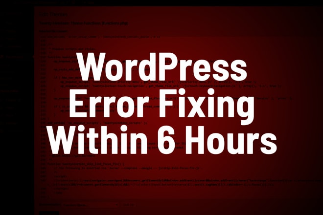 I will fix any wordpress issues or errors within 6 hours