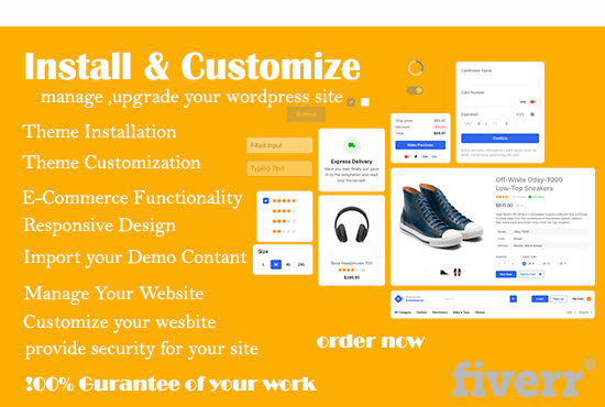 I will install, manage, demo import, and customize wordpress site