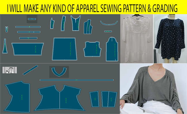 I will make any type of clothing sewing pattern and grading