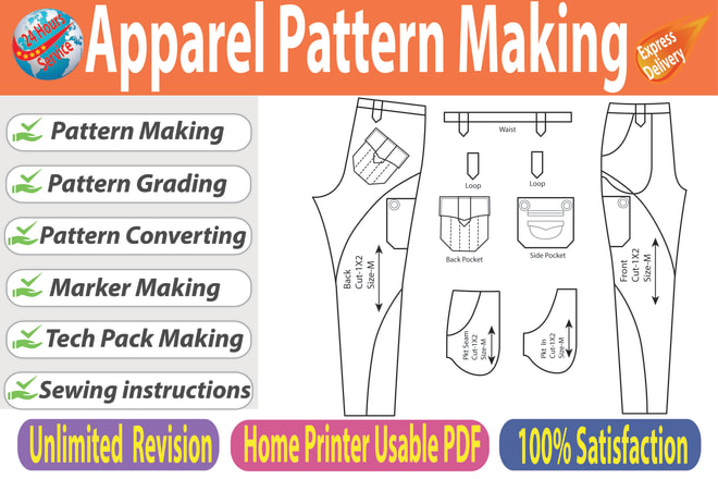 I will make apparel sewing pattern