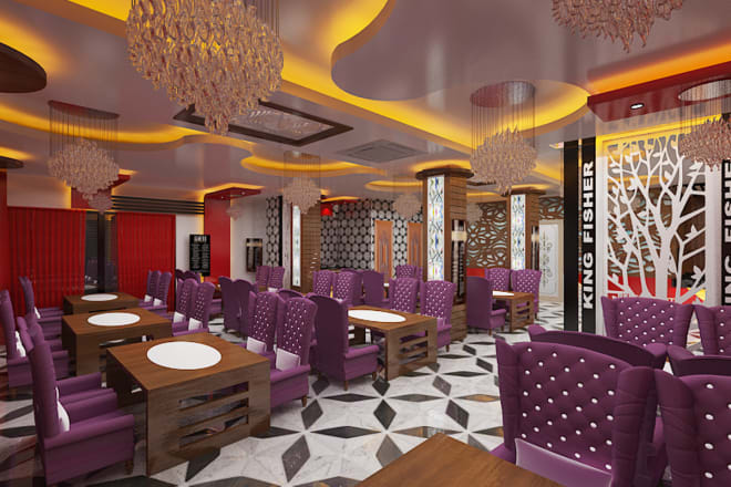 I will make interior restaurant design and bar restaurant design, cafe, coffee house