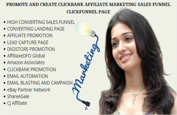 I will promote and create clickbank affiliate marketing sales funnel clickfunnel page